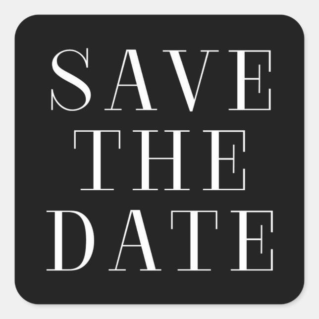 Save the Date Aufkleber in Schwarz und Weiß (Vorderseite)
