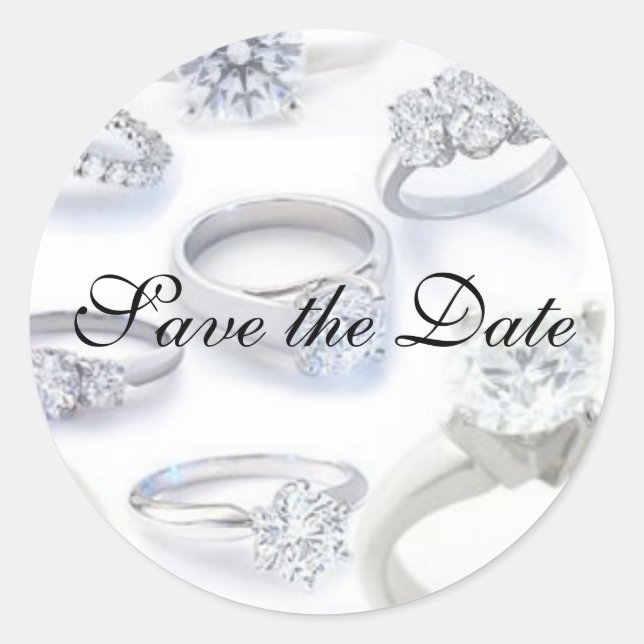 Save the Date Aufkleber mit Ringen (Vorderseite)