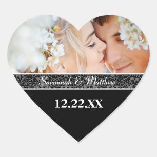 Save the Date Aufkleber Schwarz und Weiß Ihr Foto
