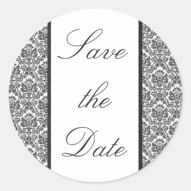 Save the Date Aufkleber/Siegel für Schwarz/Weiß-Da Runder Aufkleber (Vorderseite)