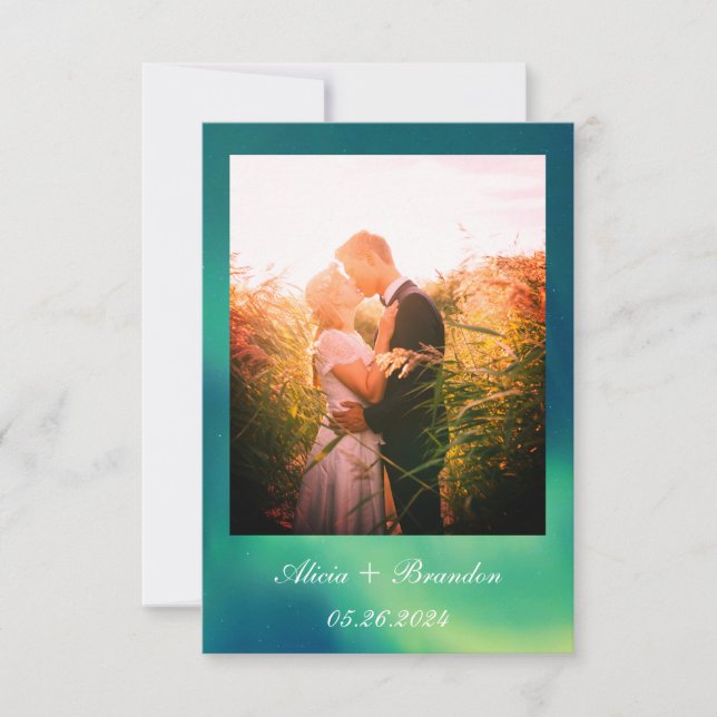 Save The Date Aurora Borealis Photo Northern Lights Mariage (Devant)