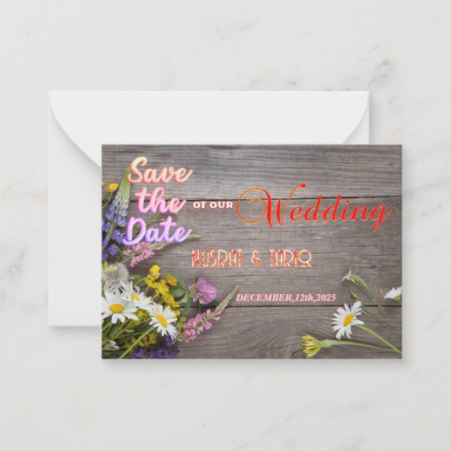 Save the Date aus Holz Mitteilungskarte (Vorderseite)