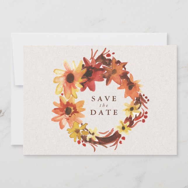 Save The Date Automne /Automne Fleurs Mariage Enregistrer la dat (Devant)