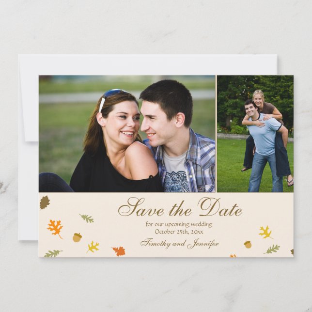 Save The Date automne feuilles mariage enregistrer la date 2 pho (Devant)