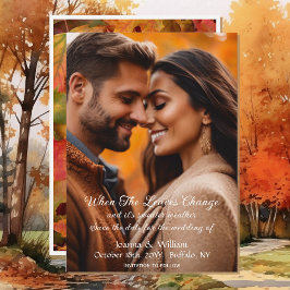 Save The Date Automne Feuilles Photo Mariage Automne Enregistrer