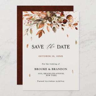Save The Date Automne Feuilles Russe Pays Boho Mariage