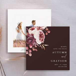 Save The Date Automne Romance Bourgogne Aquarelle Mariage Photo