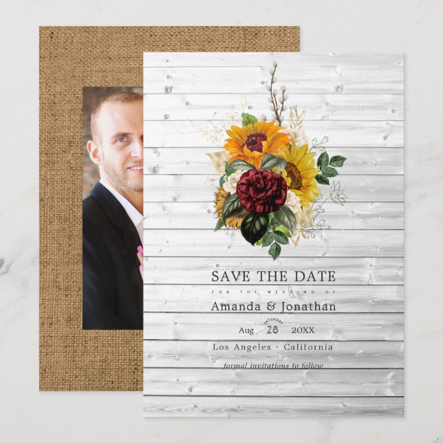 Save The Date Automne rustique - Mariage champêtre de la ferme f (Devant / Derrière)