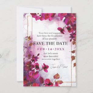 Save The Date Avec code QR Fuchsia Enchantement : Aquarelle