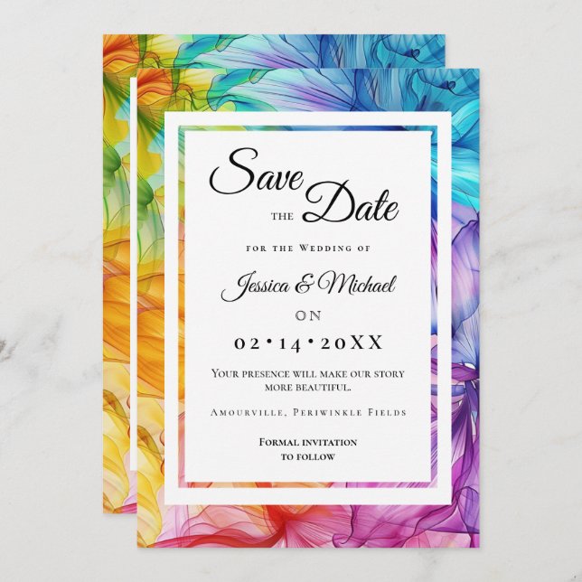 Save The Date Avec la photo Ethereal Bloom (Devant / Derrière)