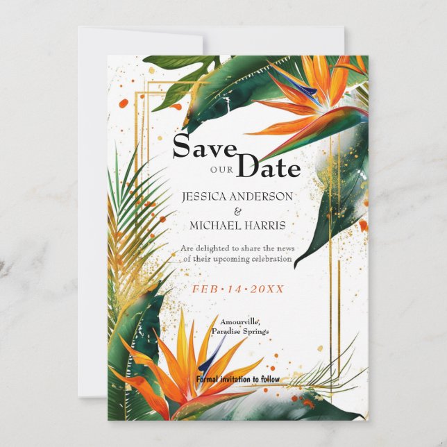 Save The Date Avec le code QR Birds of Paradise Bliss (Devant)