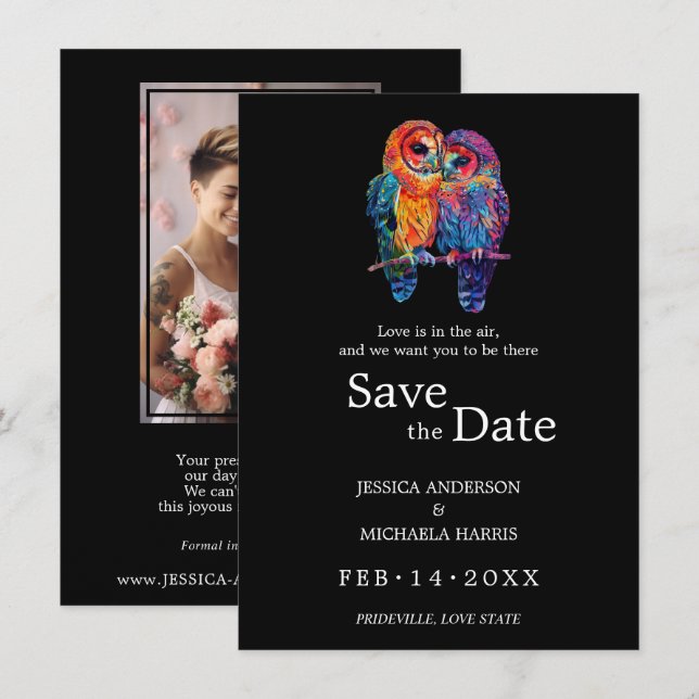 Save The Date 🌈 Avec photo LGBTQ Eternal Unity mariage (Devant / Derrière)