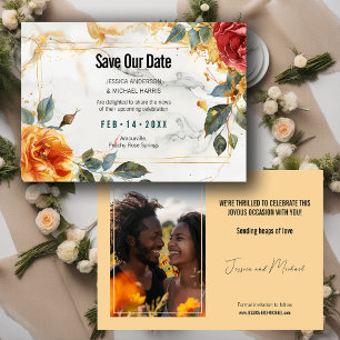 Save The Date avec photo Marble Dreams : Orange Rose Elegance