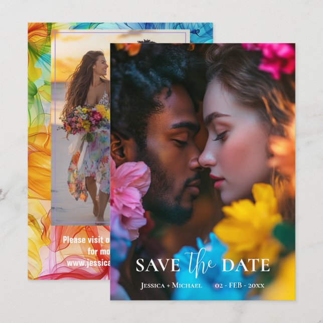 Save The Date Avec photos Ethereal Bloom (Devant / Derrière)