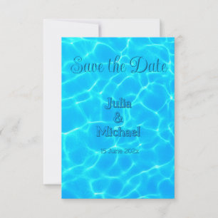 Save The Date Azur Turquoise Bleu Réflexion d'eau Minimalisme