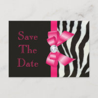 Save the Date Baby Dusche Zebra Hot Pink Bow
