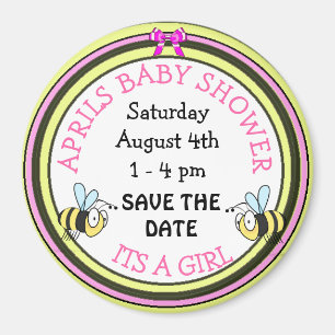 Save the Date Baby-Duschen-Bienen-Themed Magnet