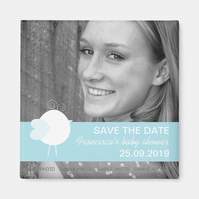 Save the Date Baby Duwer Custom Foto Magnete Magnet (Vorne)