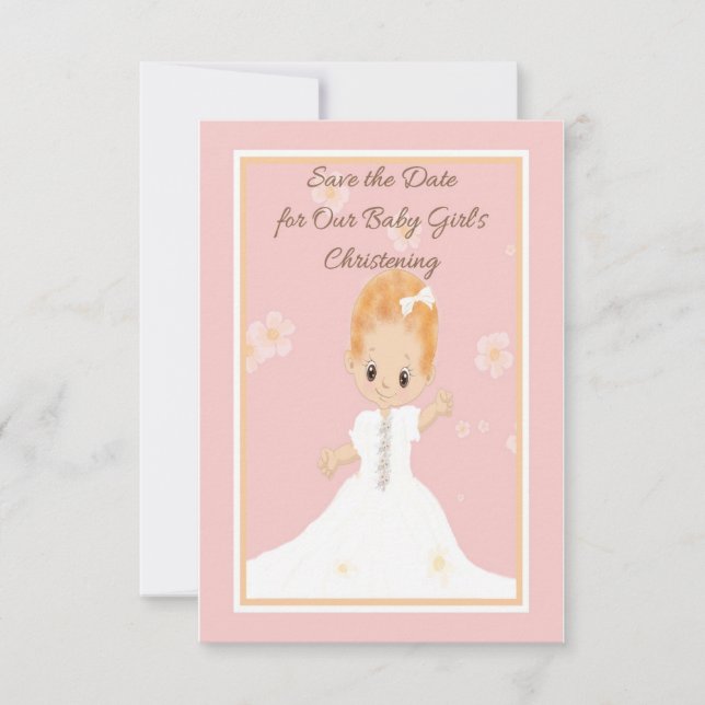 Save the Date Baby Girl's Christening (Vorderseite)