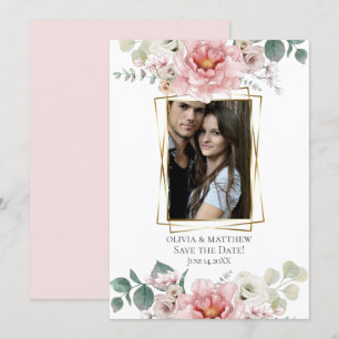 Save The Date   Baby Pink Peony Blume Einladung