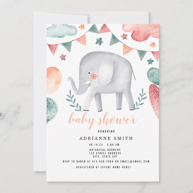 Save The Date Baby shower Aquarelle Animal (Devant)