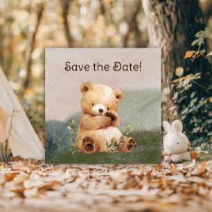 Save The Date Baby shower d'aquarelle Cutie Baby Bear