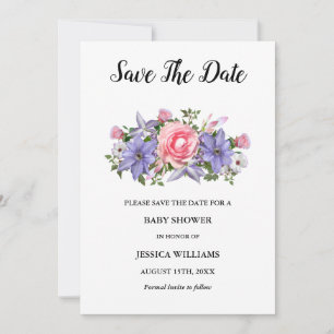 Save The Date baby shower d'arrangement floral "Oh bébé"
