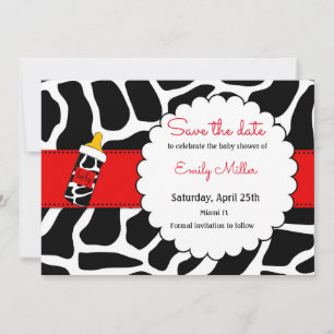Save The Date Baby shower de cowhide enregistrer la date noir ro