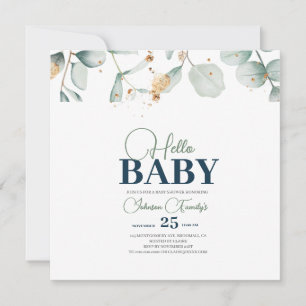 Save The Date Baby shower de verdure Invitation, fleur d'Eucalyp