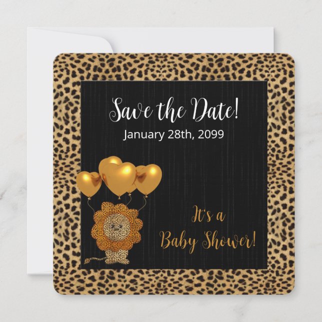 Save The Date Baby shower d'impression Cheetah (Devant)