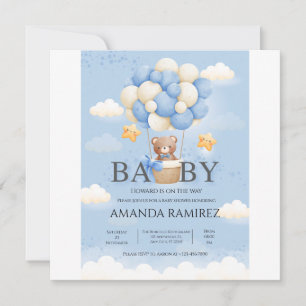 Save The Date Baby shower éléphant bleu et crème personnalisé