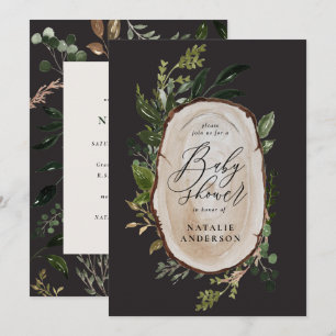 Save The Date Baby shower en tranches de bois rustique