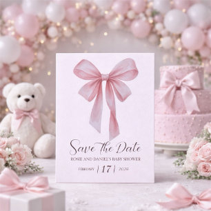 Save The Date Baby Shower Fille Arc en Rose Douce