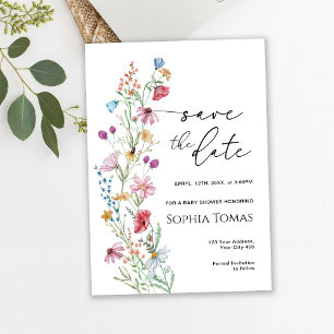 Save The Date Baby shower fleur sauvage