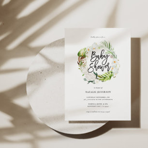 Save The Date Baby shower géométrique Pastel tropical+ or invita
