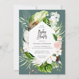 Save The Date Baby shower géométrique Pastel tropical+ or invita