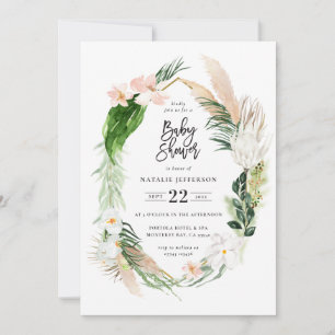 Save The Date Baby shower géométrique Pastel tropical+ or invita