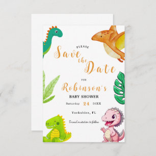 Save The Date Baby shower Little Dino