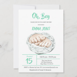 Save The Date Baby shower Minty Boy