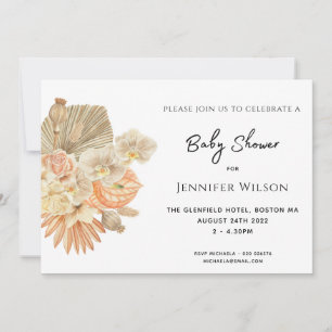Save The Date baby shower photo en terre cuite en herbe bohème