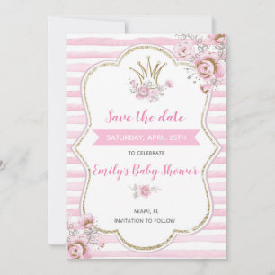 Save The Date Baby shower Princesse enregistrer la date