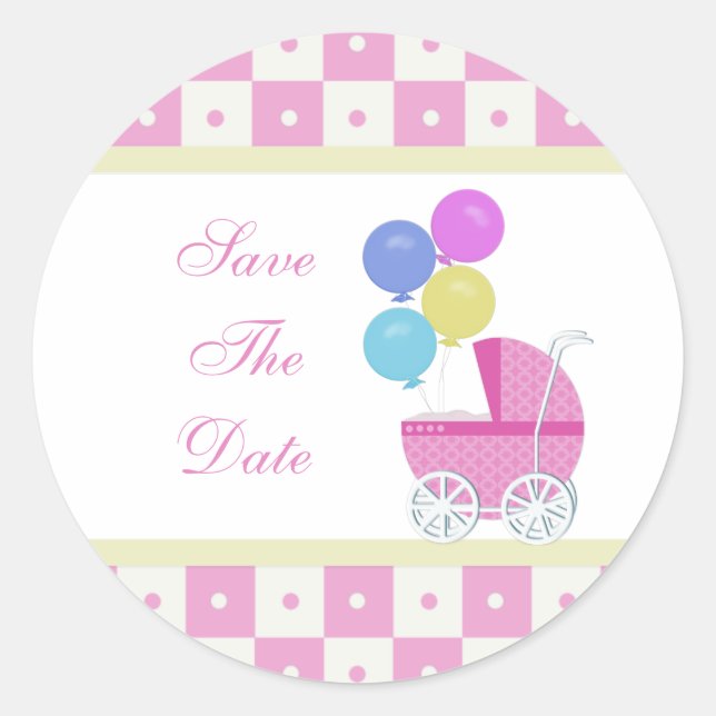 Save the Date Baby Shower Stickers (Vorderseite)
