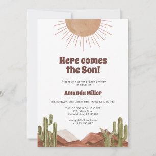 Save The Date Baby shower Sun et cactus