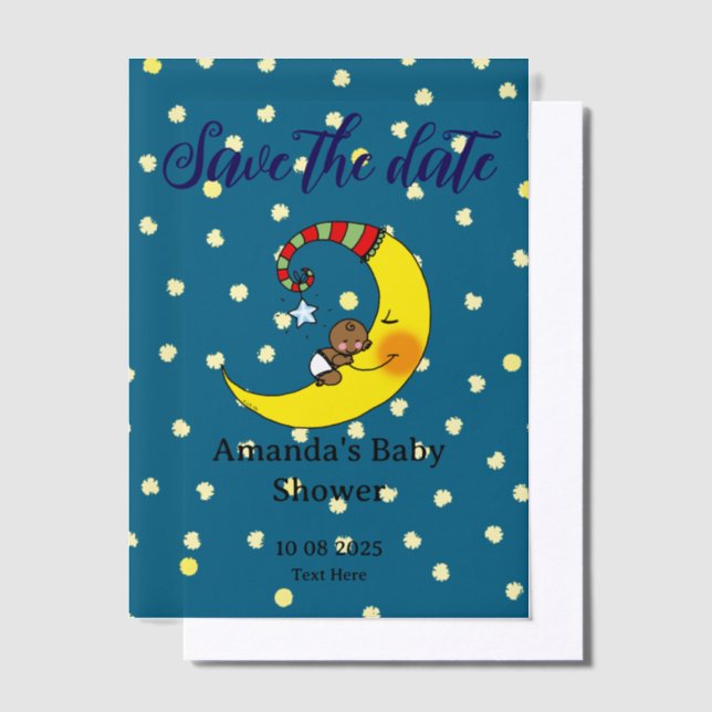 Save the Date Babydusche auf dem Mond (Versetzt)