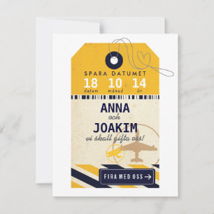 Save The Date Bagage Tag flygpost Destination Spara Datumet
