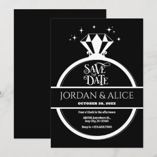Save The Date Bague diamant noir et blanc 