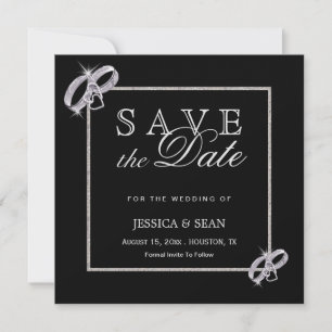 Save The Date Bagues de mariage en diamant classe argent Mariage