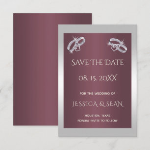 Save The Date Bagues en argent mousseux & Burgandy