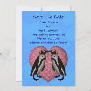 Save The Date Baiser des pingouins Mariage