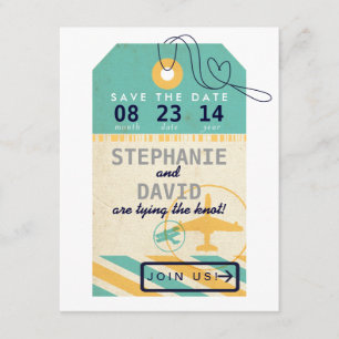 Save The Date Balise de bagage Airmail Destination Mariage Date 